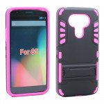 Wholesale LG G5 Hard Shield Hybrid Kickstand Case (Hot Pink)